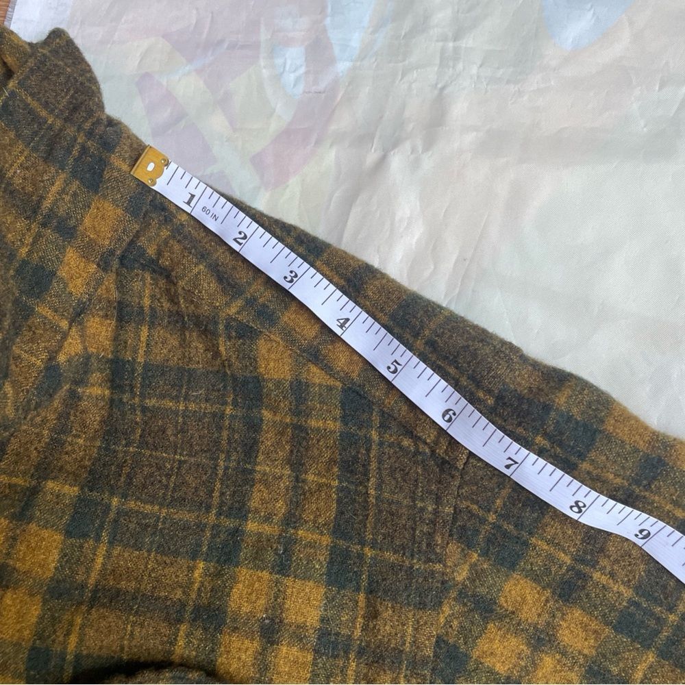 Vintage 60s Pendleton 100% Virgin Wool Plaid Shirt - Mustard/Olive/Brown Men’s L - Picture 6 of 16